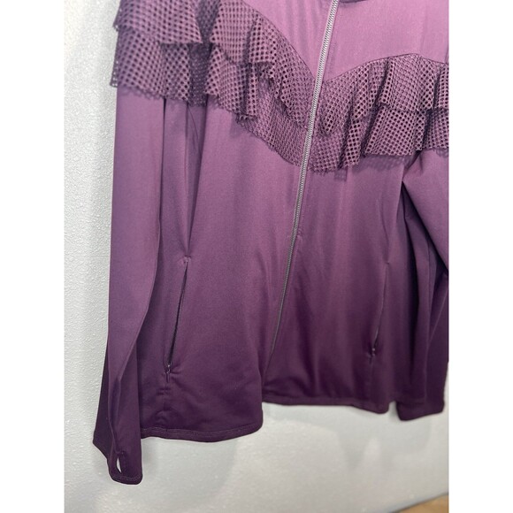 Livi Active Lane Bryant Jacket Size 18/20 2X Purple Zip Up Active Mesh Ruffle - Picture 2 of 6